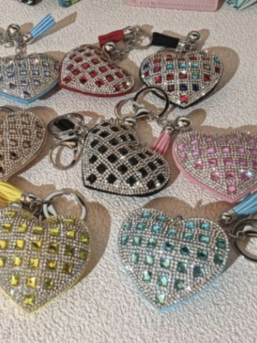 Assorted colors Bling Hearts Keychains B27